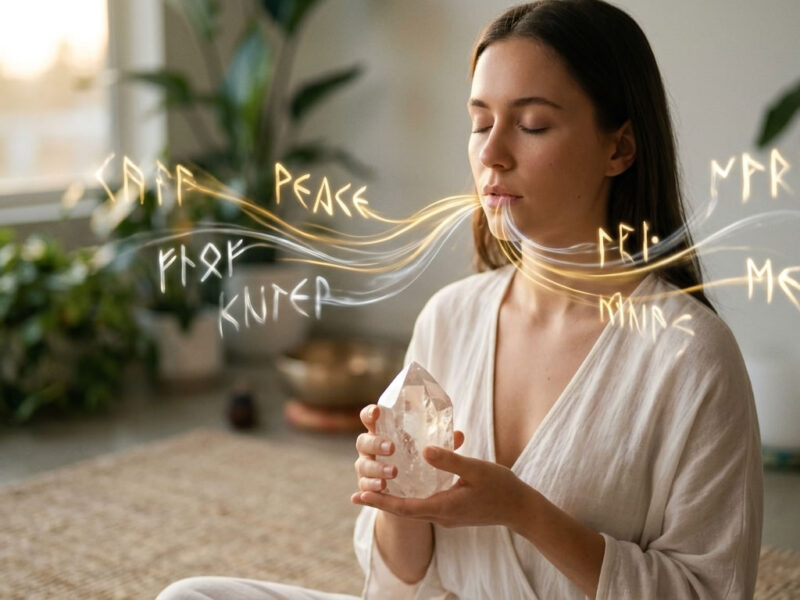 Mujer meditando afirmaciones