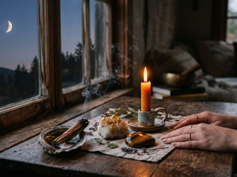 Ritual de abundancia con vela naranja en fase lunar creciente