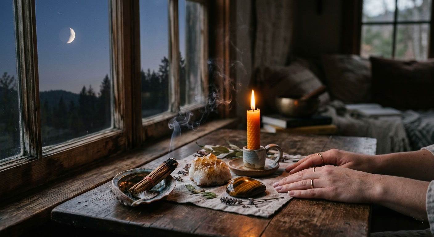 Ritual de abundancia con vela naranja en fase lunar creciente