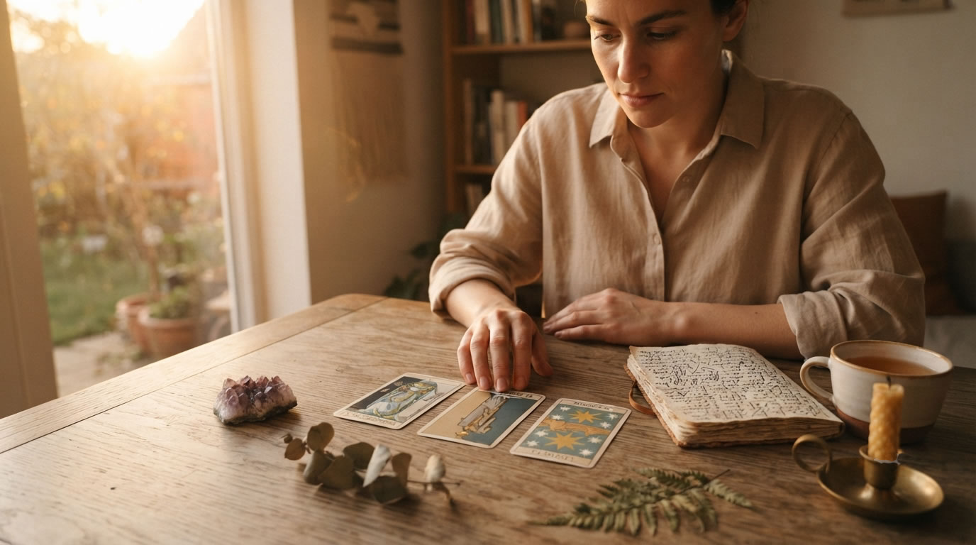 Mujer eligiendo tarot